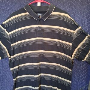 Haggar Men's Polo Shirt with Black and Tan Stripes
